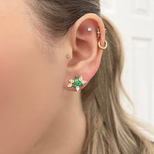 14K GOLD DIAMOND EMERALD ALIX STUDS