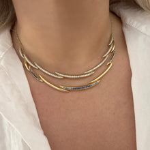 14K GOLD DIAMOND AND BLUE SAPPHIRE LANEY NECKLACE