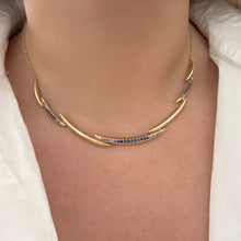 14K GOLD DIAMOND AND BLUE SAPPHIRE LANEY NECKLACE
