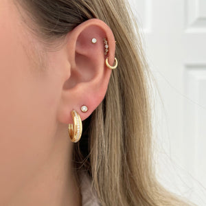 14K GOLD DIAMONDA RELLA MINI HOOPS