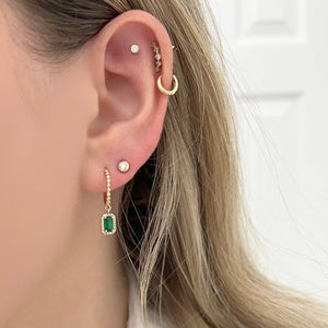 14K GOLD DIAMOND EMERALD MADISON EARRINGS