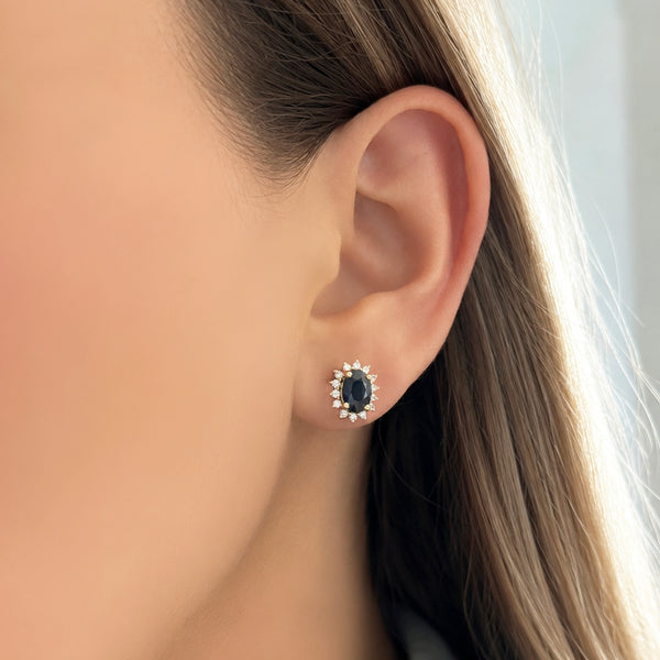 14K GOLD DIAMOND SAPPHIRE SIMMY STUDS