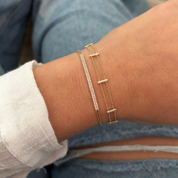 14K GOLD DIAMOND MINI LADDER BRACELET