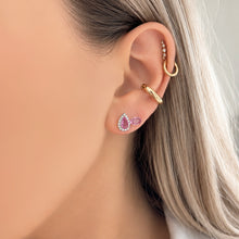 14K GOLD DIAMOND PINK SAPPHIRE ALYSSA STUDS