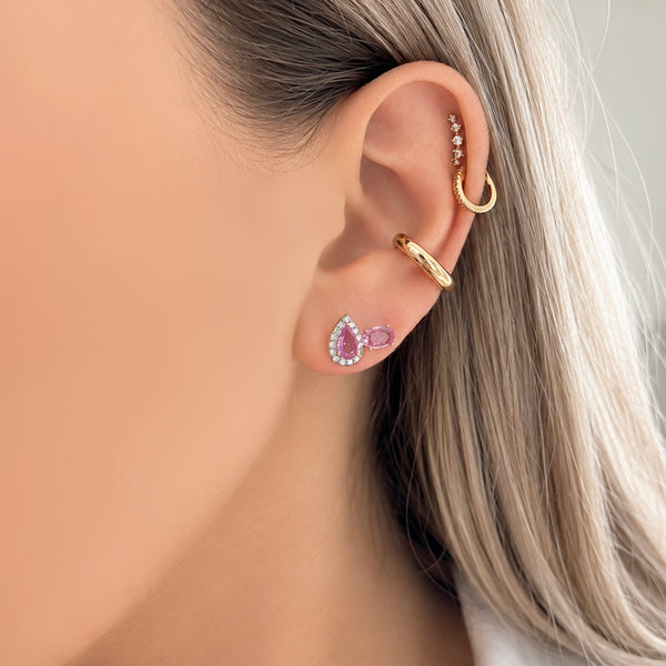 14K GOLD DIAMOND PINK SAPPHIRE ALYSSA STUDS