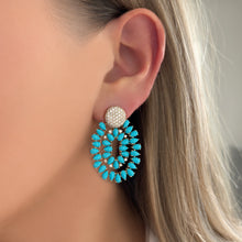14K GOLD DIAMOND TURQUOISE TAYLOR EARRINGS