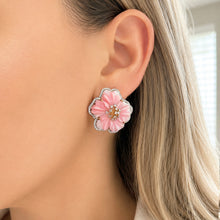 14K GOLD DIAMOND PEARL CHERISE FLOWER EARRINGS