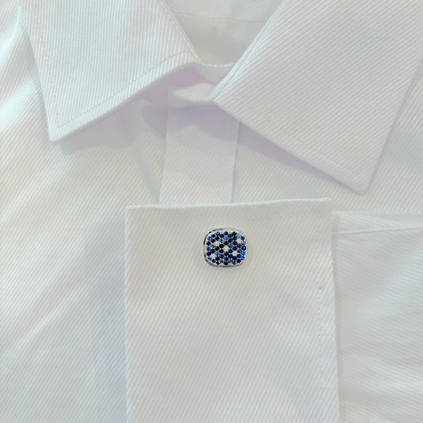 14K GOLD DIAMOND SAPPHIRE JAMES CUFFLINKS