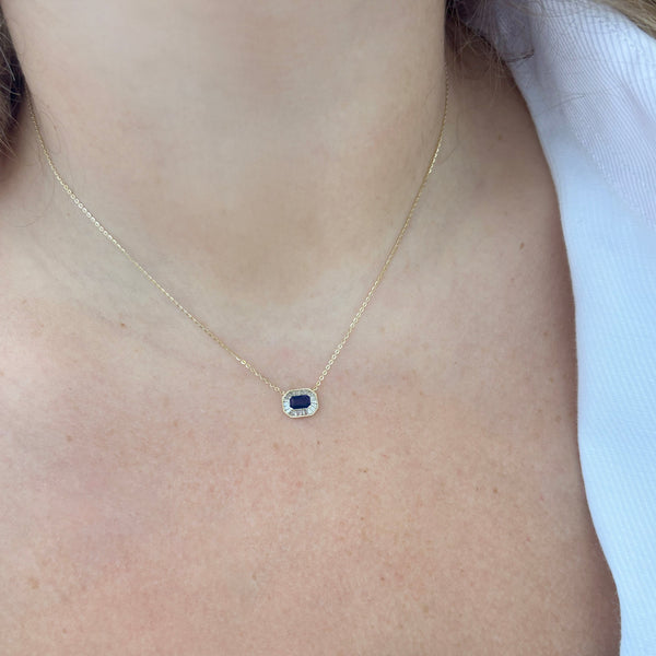 14K GOLD DIAMOND SAPPHIRE CLAIRE NECKLACE