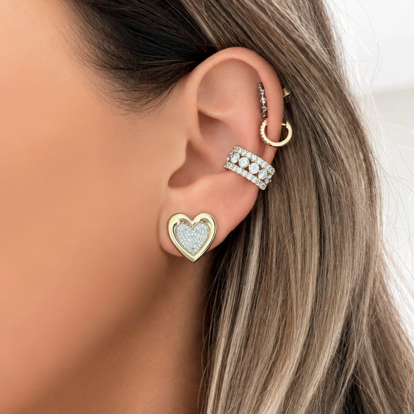 14K GOLD DIAMOND EVIE HEART STUDS