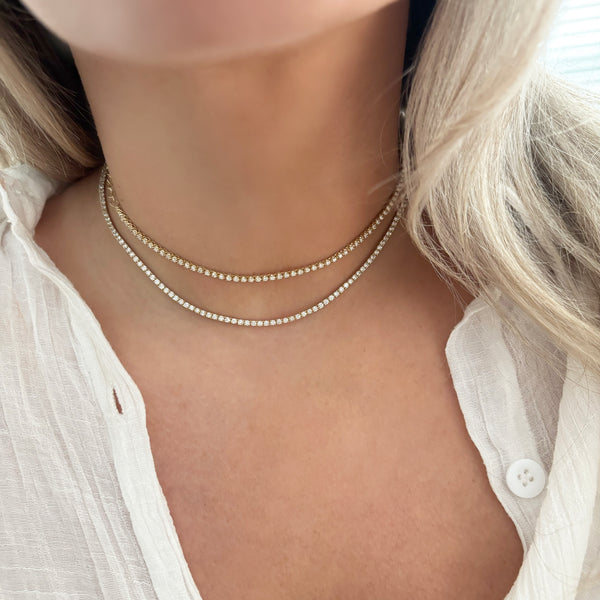 14K GOLD 4.13 CT DIAMOND TENNIS NECKLACE