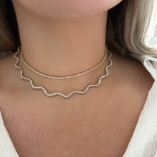 14K GOLD 5.15 CT NATURAL DIAMOND WAVY TENNIS NECKLACE