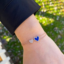 14K GOLD DIAMOND LAPIS DOUBLE HAILEY HEART BRACELET