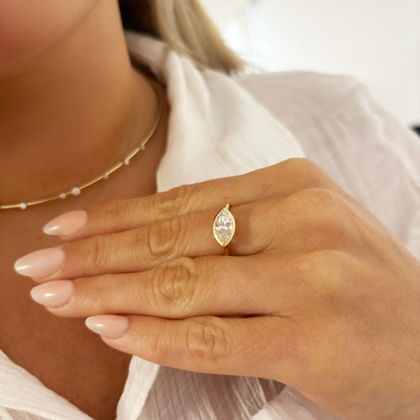 14K GOLD 1.07 CT LAB GROWN DIAMOND HANNAH BEZEL RING