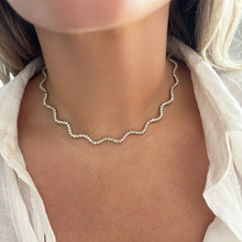 14K GOLD 5.15 CT NATURAL DIAMOND WAVY TENNIS NECKLACE