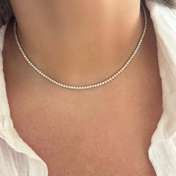 14K GOLD 4.13 CT DIAMOND TENNIS NECKLACE