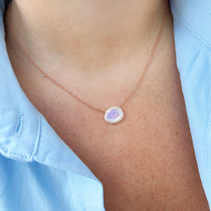 14K GOLD DIAMOND AND MOONSTONE CARA NECKLACE