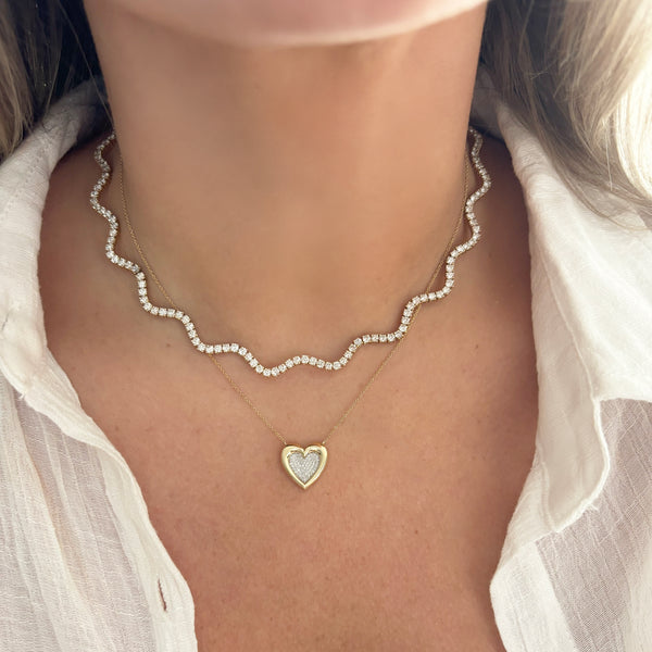 14K GOLD DIAMOND EVIE HEART NECKLACE