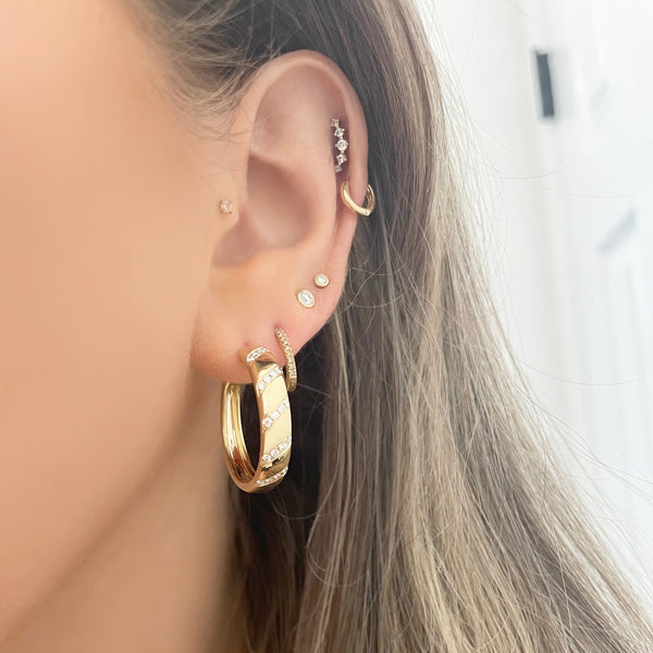 14K GOLD DIAMOND TIA HOOPS