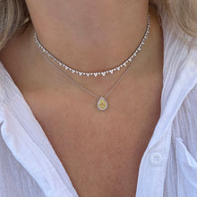 14K GOLD DIAMOND AND YELLOW DIAMOND BRENDA PEAR NECKLACE