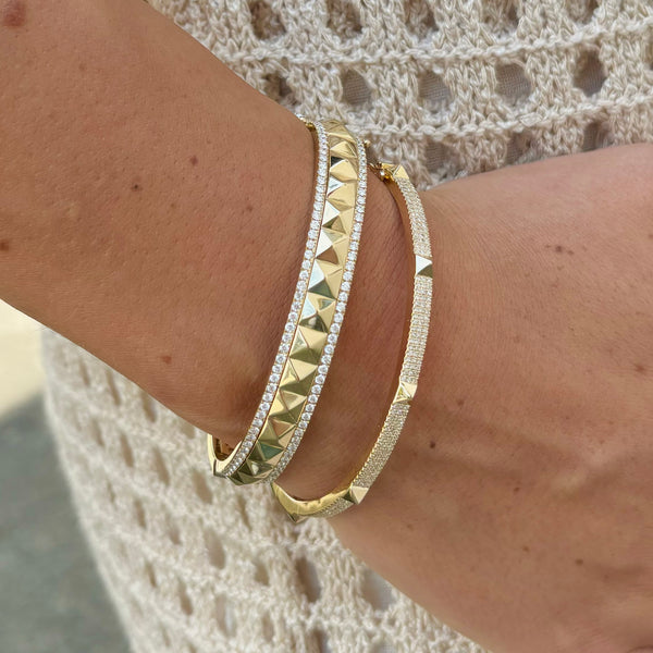 14K GOLD DIAMOND SMALL SAMMY SPIKE BANGLE