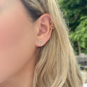 14K GOLD DIAMOND MEDIUM CAMELLIA STUDS
