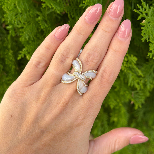 14K GOLD DIAMOND AND MOTHER OF PEARL LYSSA RING