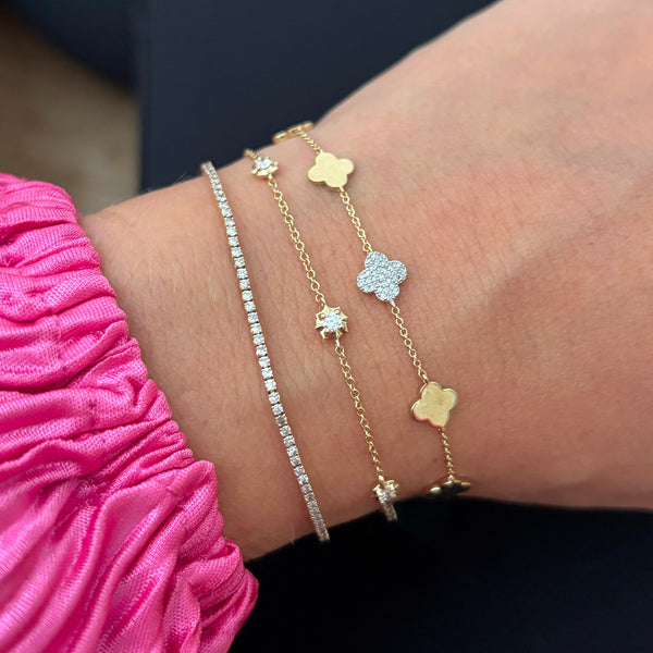 14K GOLD DIAMOND MAEVE CLOVER BRACELET