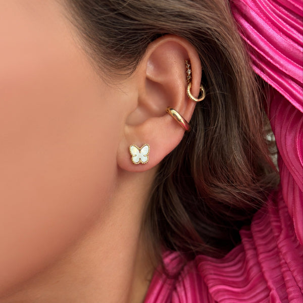 14K GOLD MOTHER OF PEARL KIMMY BUTTERFLY STUDS