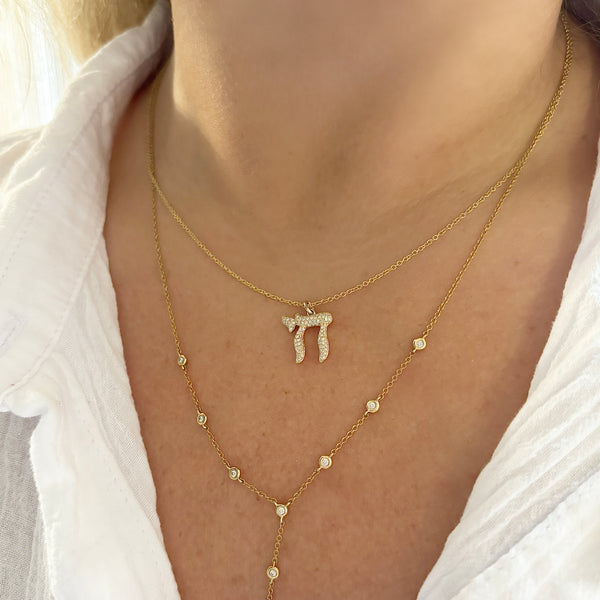 14K GOLD DIAMOND EDEN CHAI NECKLACE