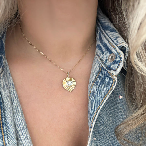 14K GOLD DIAMOND LILA HEART CHARM