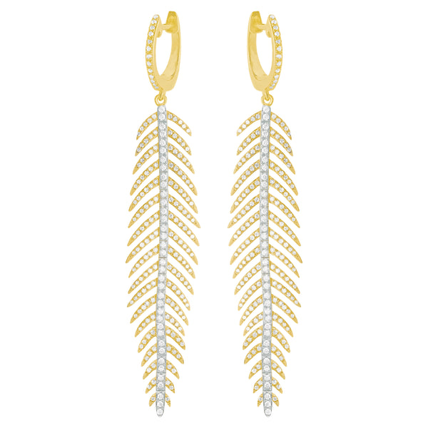 14K GOLD DIAMOND LENA FEATHER EARRINGS