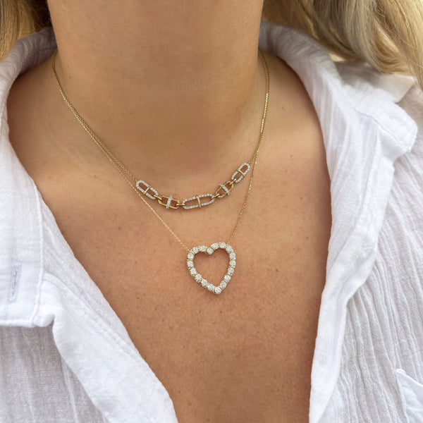 14K GOLD DIAMOND GRACE HEART NECKLACE