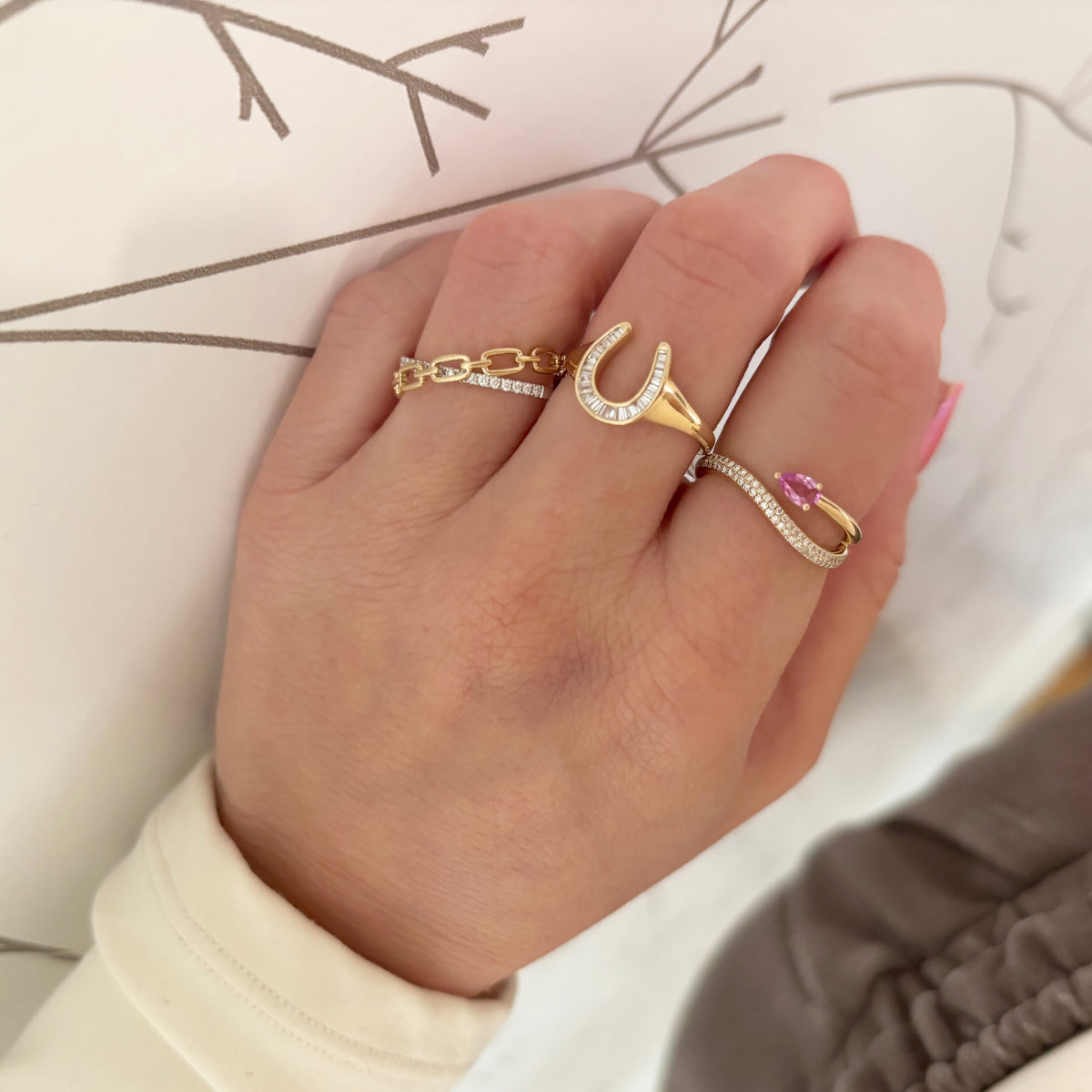 14K GOLD DIAMOND HORSESHOE RING – Jen K Online