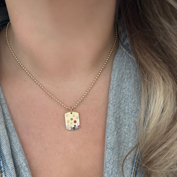14K GOLD MULTI COLOR SAPPHIRE CONFETTI CHARM