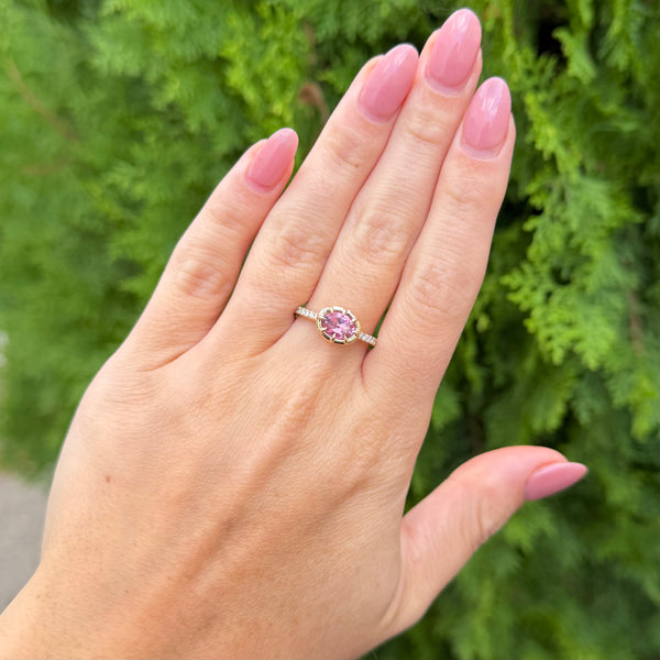 14K GOLD DIAMOND AND PINK TOURMALINE NIKA RING