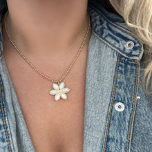 14K GOLD DIAMOND MOTHER OF PEARL FLOWER CHARM
