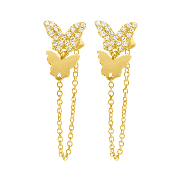 14K GOLD DIAMOND BAILEY BUTTERFLY EARRINGS