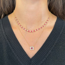 14K GOLD DIAMOND AND RUBY BAGUETTE BETSY NECKLACE