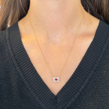 14K GOLD DIAMOND AND RUBY BAGUETTE BETSY NECKLACE