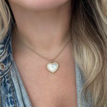 14K GOLD DIAMOND MOTHER OF PEARL KHLOE HEART CHARM