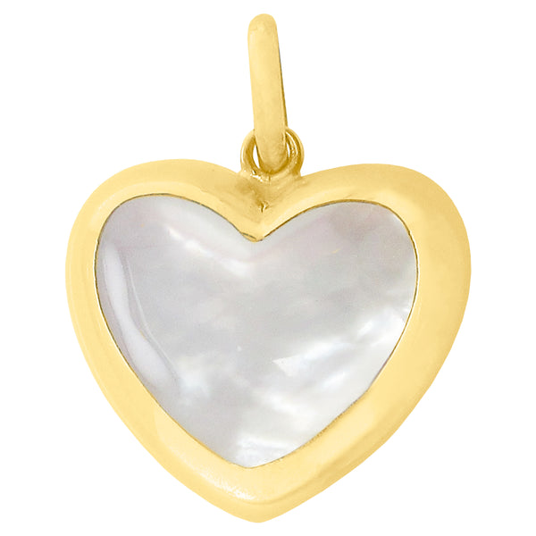 14K GOLD MOTHER OF PEARL HILARY HEART CHARM