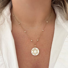 14K GOLD DIAMOND MOTHER OF PEARL STAR OF DAVID CHARM