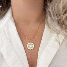 14K GOLD DIAMOND WHITE ONYX STAR OF DAVID CHARM