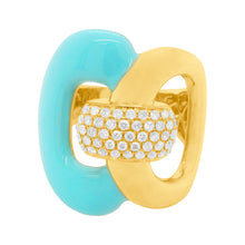 14K GOLD DIAMOND TURQUOISE HILA RING