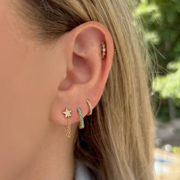 14K GOLD ELENA TURQUOISE HUGGIES