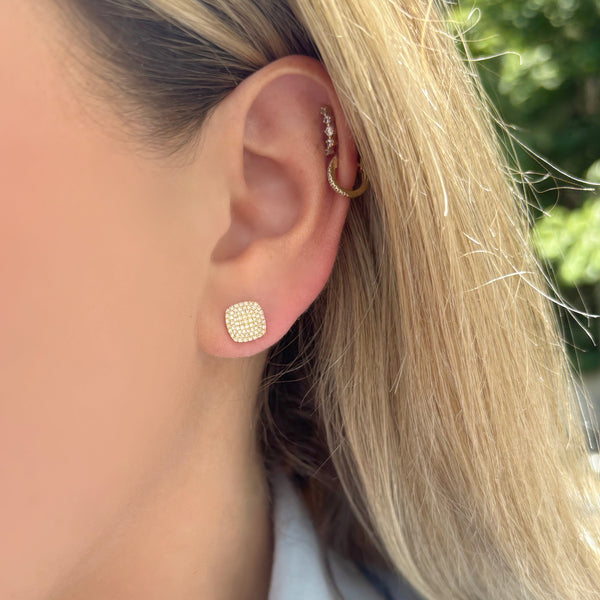 14K GOLD DIAMOND LARGE ANNIE CUSHION STUDS