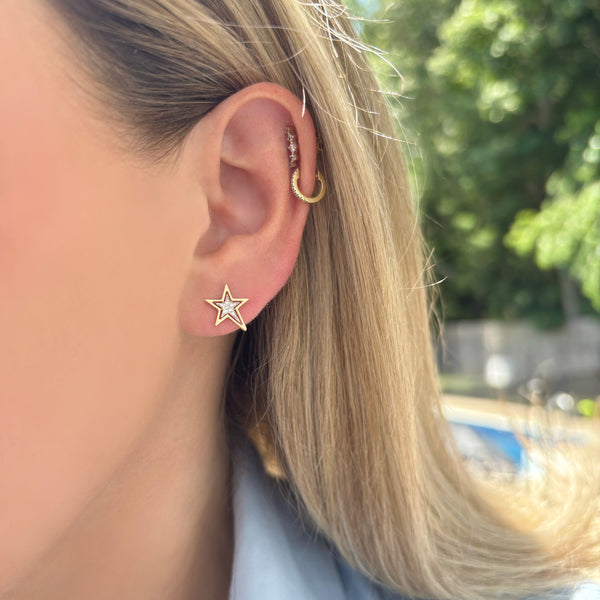 14K GOLD DIAMOND ZENA STAR STUDS