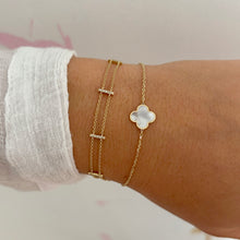 14K GOLD MOTHER OF PEARL MEG CLOVER BRACELET