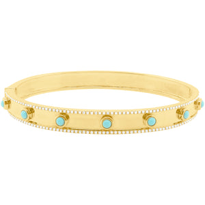 14K GOLD DIAMOND TURQUOISE MIKA BANGLE